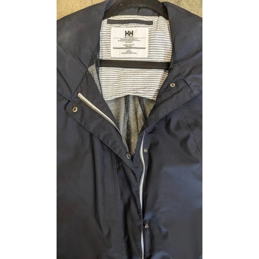 Helly Hansen Womens Navy Hooded Rain Jacket M Zip Lightweight Coat - Picture 4 of 7